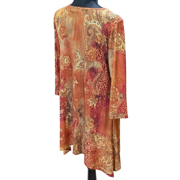 Lbisse Womens Paisley Print Tunic Top With 3/4 Sleeves Made In USA Size S - Picture 4 of 10